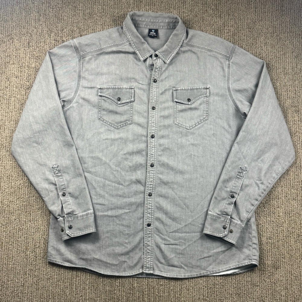 Kuhl Desperado Peal Snap Shirt Mens XL Long Sleeve Western Grey